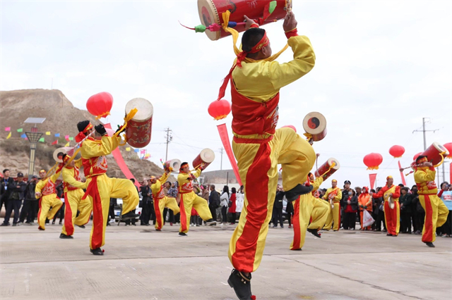 Gaolan Taiping drum performers in a community celebration