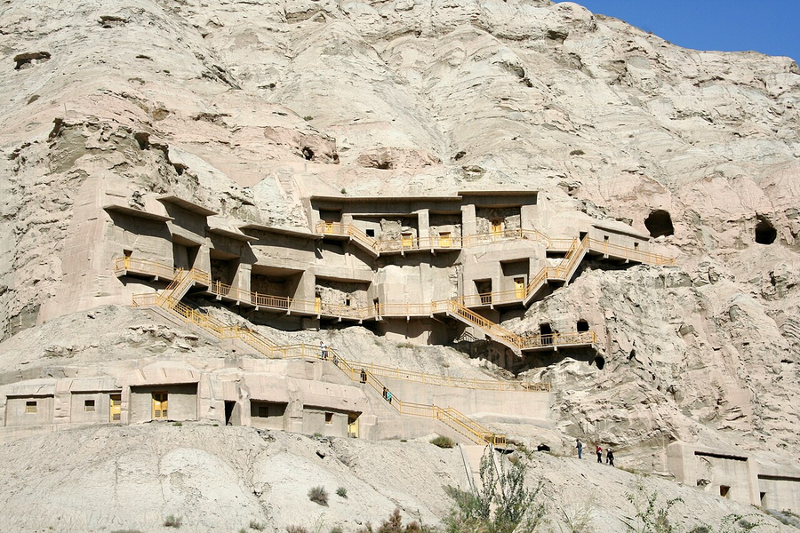 Cliff-cut caves at Kizil, near Kucha