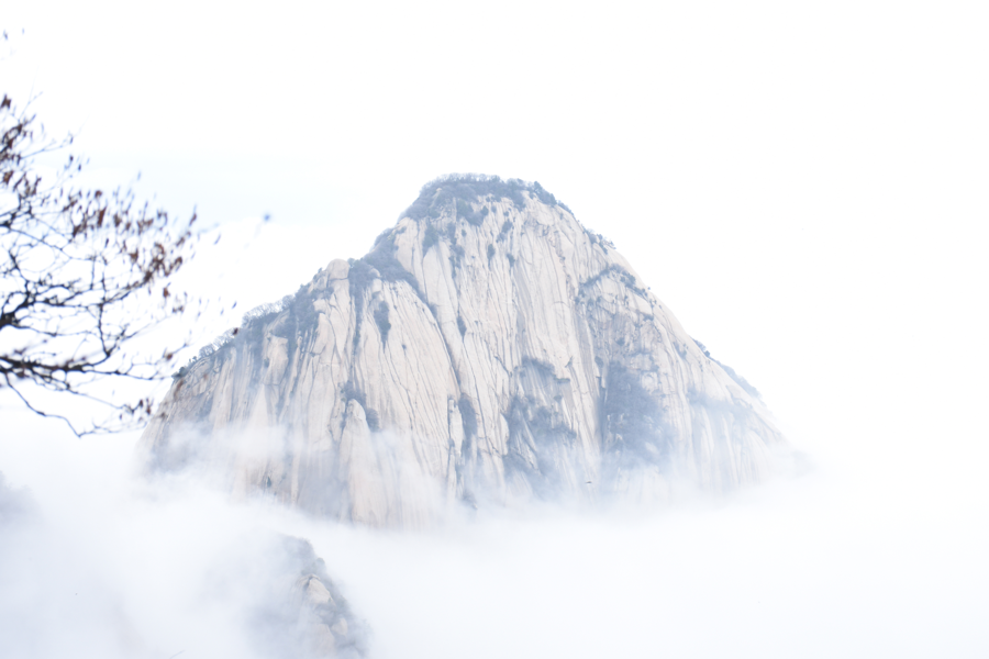 Mist rising around the granite peaks of Mount Huashan