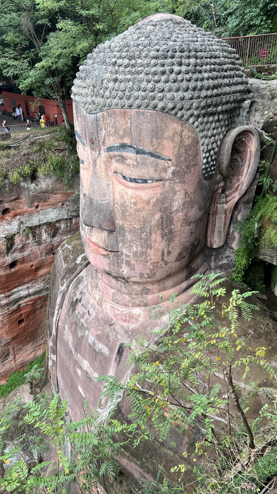 Leshan Giant Buddha · the carved head beside the cliff